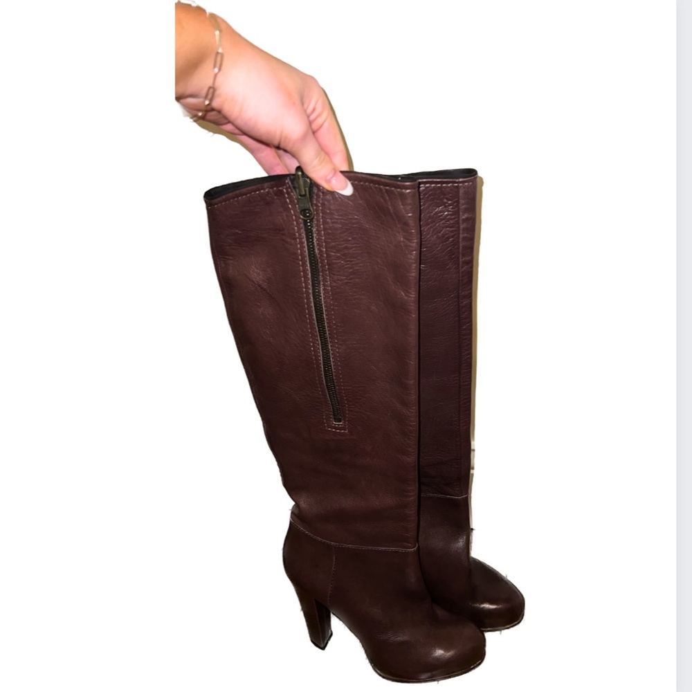 Nursace Italian Leather Knee High Boots with Heels